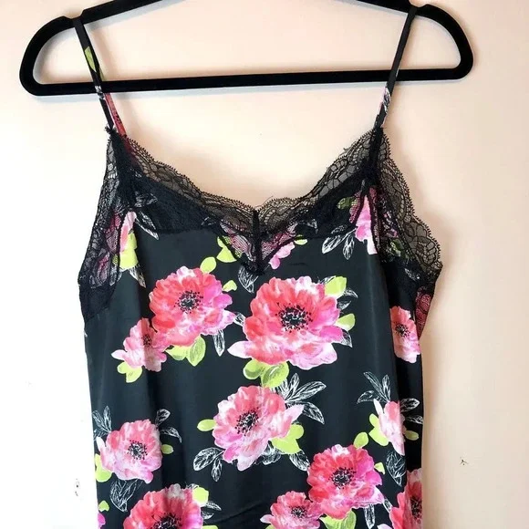 Boutique | Black & Pink Floral Lace Slip Dress - Picture 2 of 7